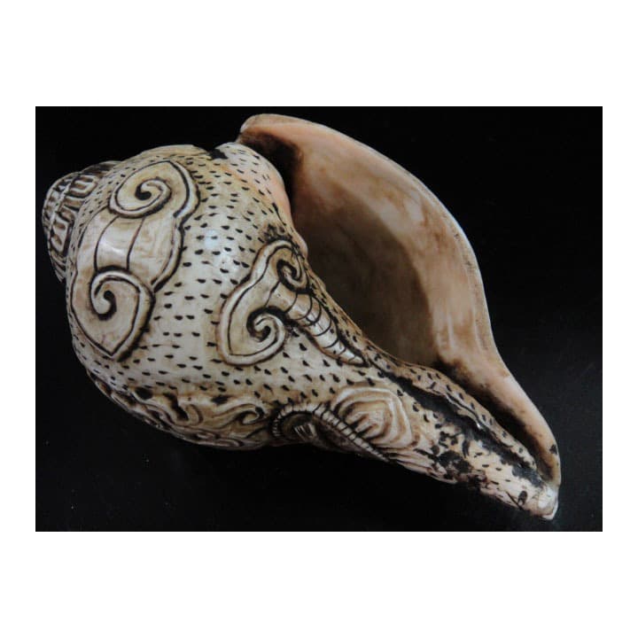 ◆チベット密教法具　法螺貝（シャンカ）ーマハーカーラ（大黒天）