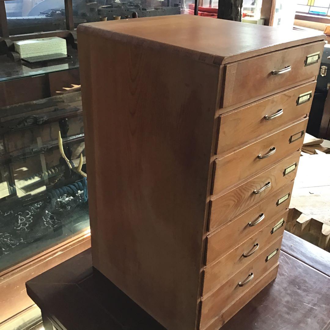 昭和レトロ　木製　 書類棚　ネームプレート　引き出し