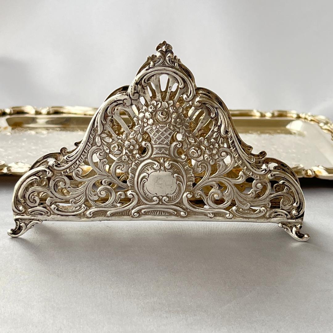 【ドイツ】 薔薇のナプキンホルダー / レターラック【純銀】12.5cm