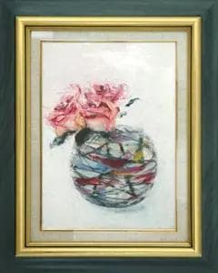 油絵 菅家令子 絵 絵画 インテリア F4-070102 花 バラ