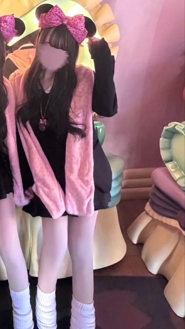 ミニー ファンキャップ ヒョウ柄ピンク リボン