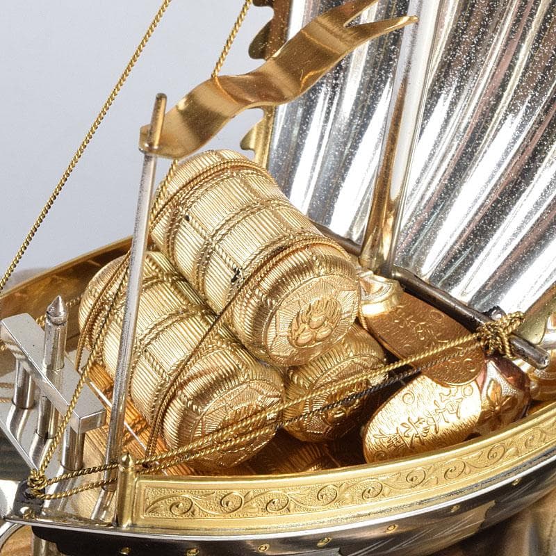 関武比古造　銀製　STERLING980　宝船　大阪尚美堂木箱　F　R9406H