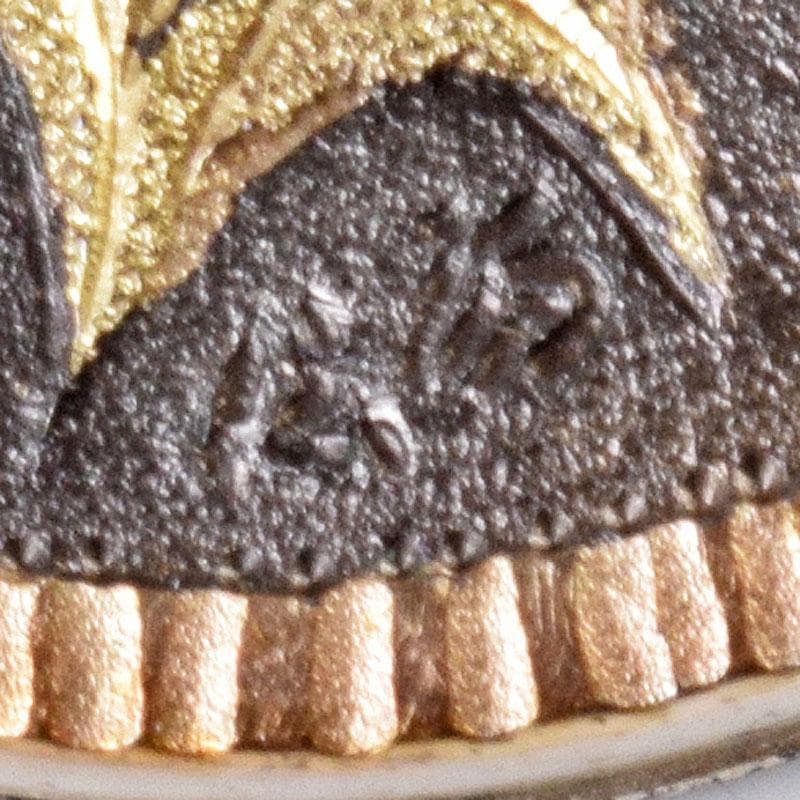 和装小物　彫金　大津陽信作　蒲公英文　帯留　共箱　C　R9042