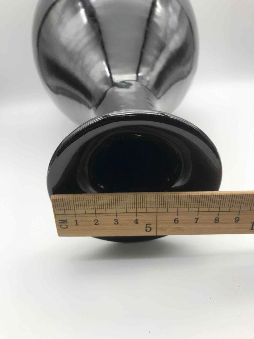 宋 吉州窯黑釉木葉紋玉壺春瓶 古賞物　時代物　唐物 中国古美術(C-32)