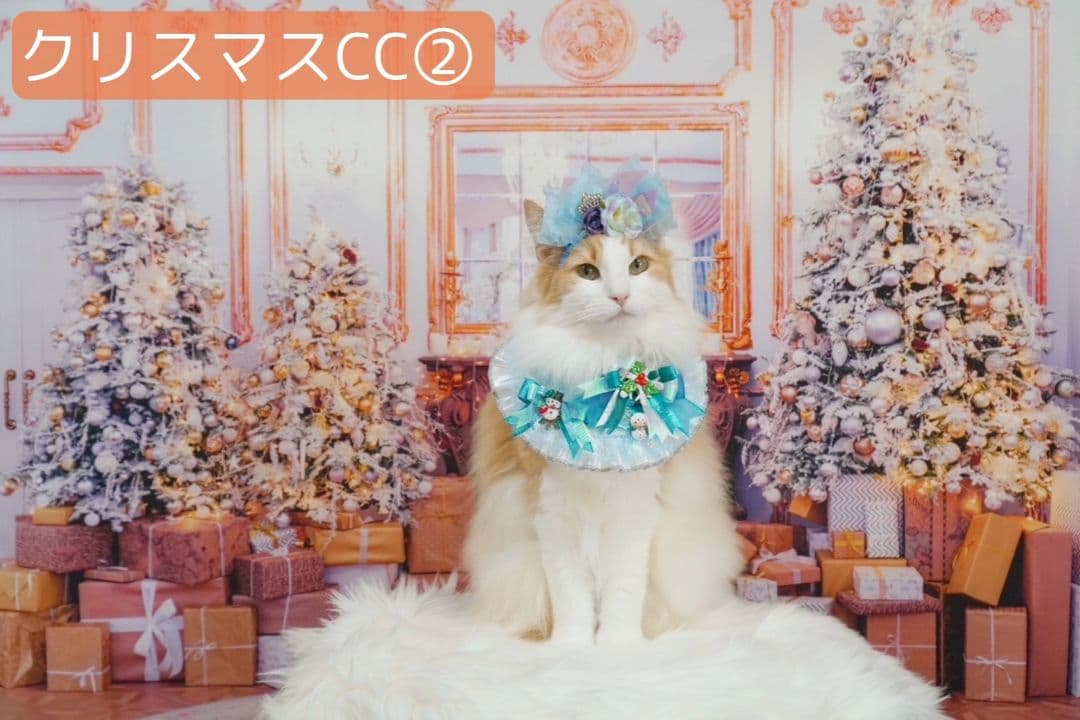 業務用トリミングチョーカー+背景布　クリスマスツリー　ペットサロン　雪　犬