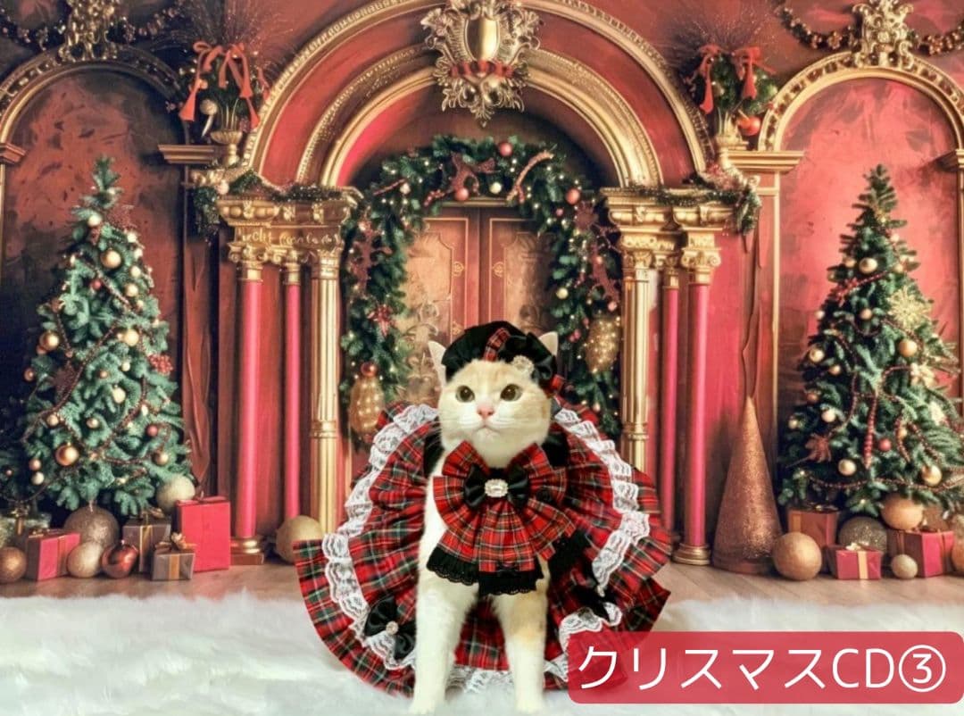 業務用トリミングチョーカー+背景布　クリスマスツリー　ペットサロン　雪　犬