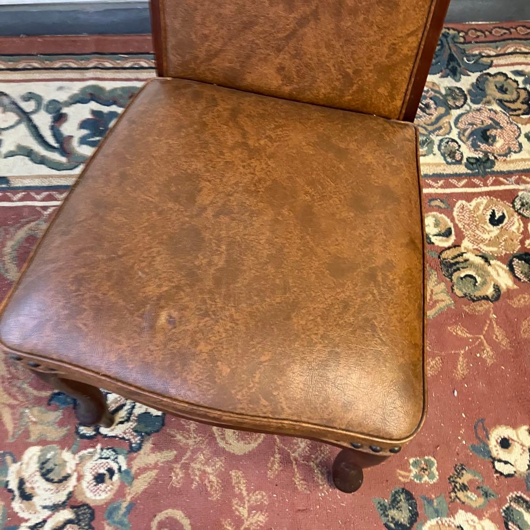 ②北欧レトロ マルニ木工 木製椅子 鋲打ちダイニングチェア ロビーチェア 古家具