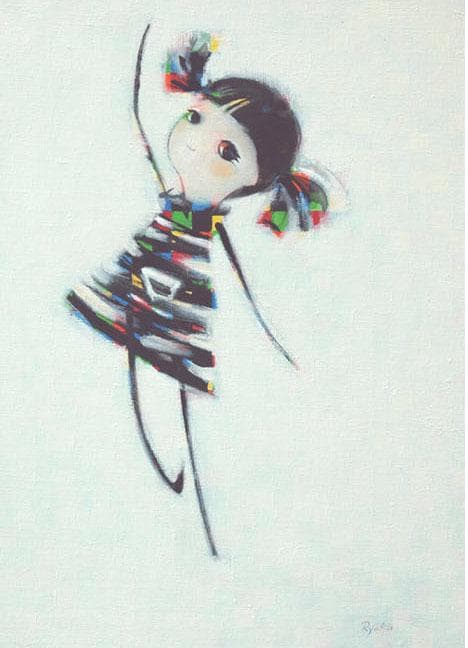 油絵 菅家令子 絵 絵画インテリア額付(黒) F4-080715 可愛い女の子