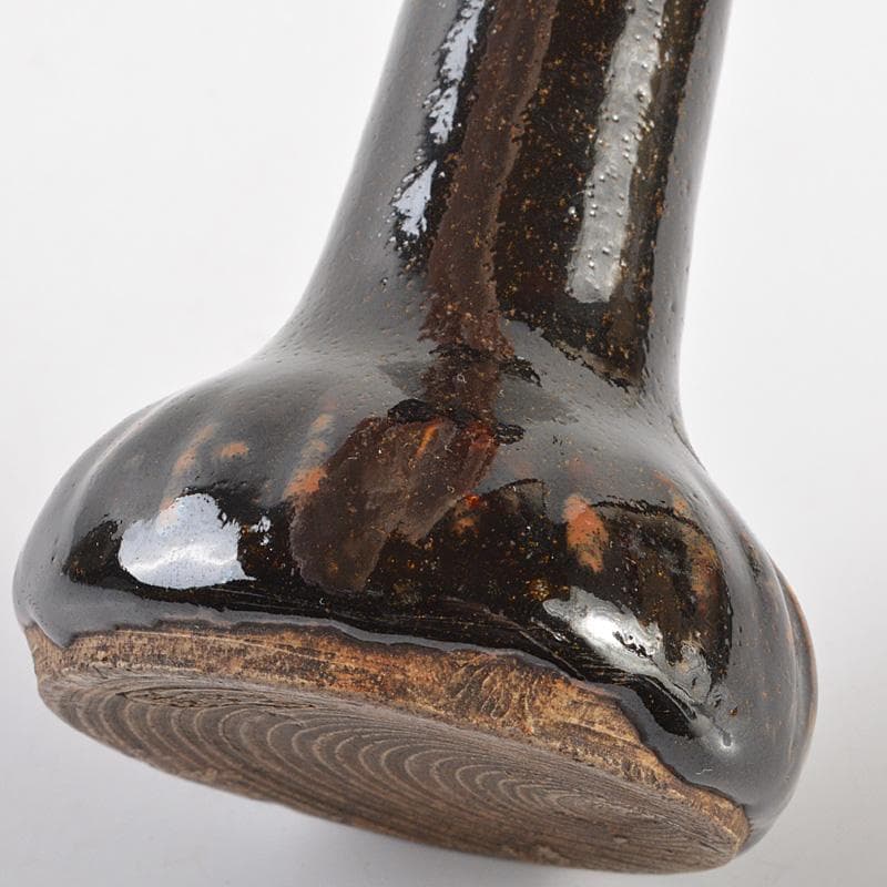 瀬戸焼　瀬戸黒　祖母懐　火灯　燭台　時代箱　C　R7015