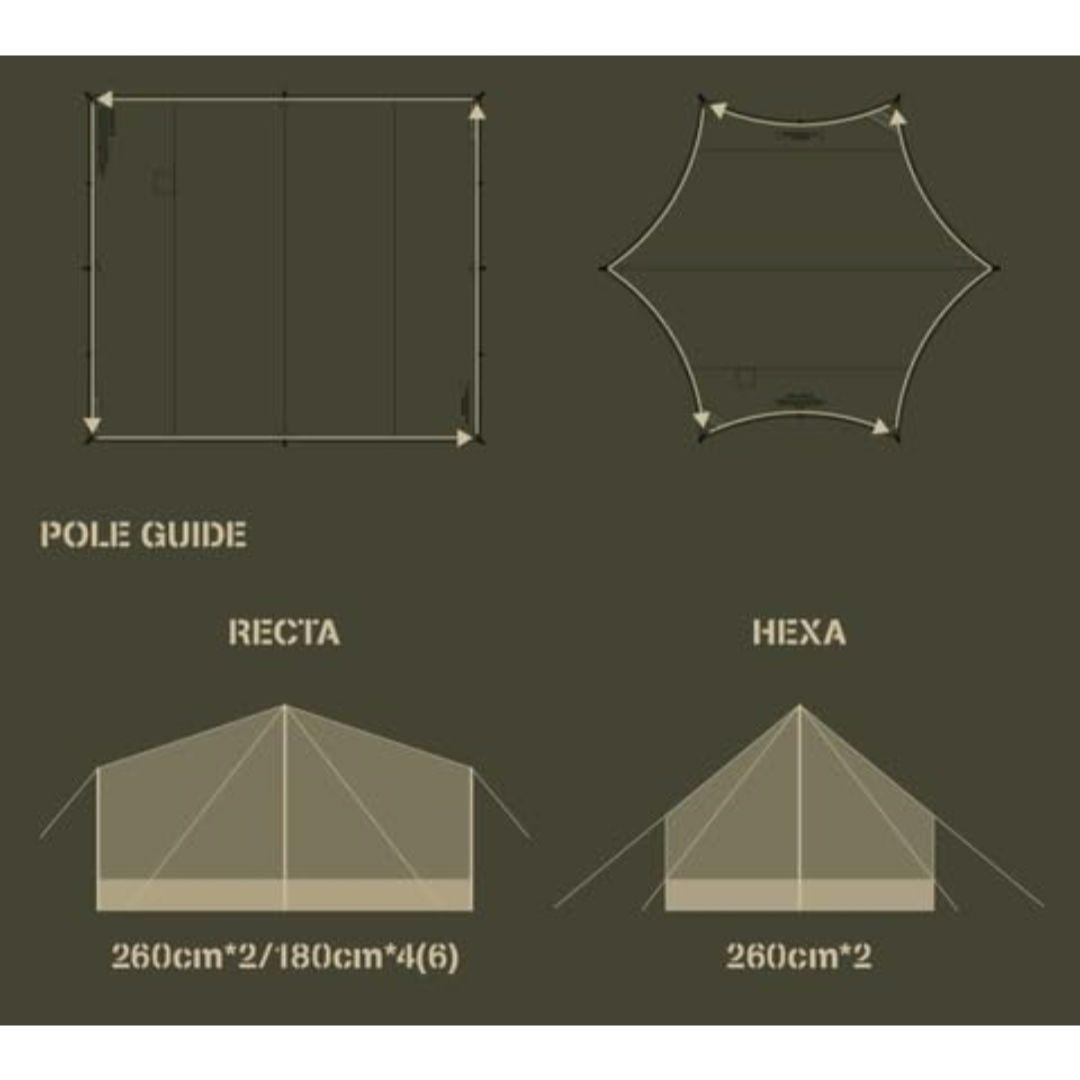 CAMVIL ジッパータープ レクタ型 KHAKI フルオプション 【訳あり】