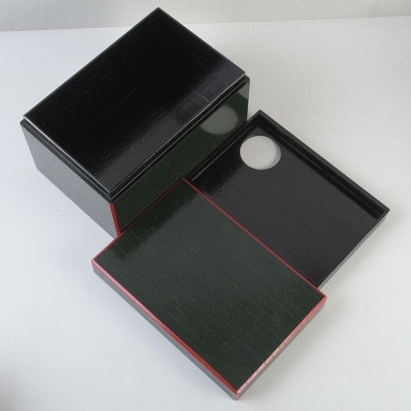 茶道具　桐木地本漆塗　利休茶箱　茶碗　棗　香合など　八点　一式　M　9549