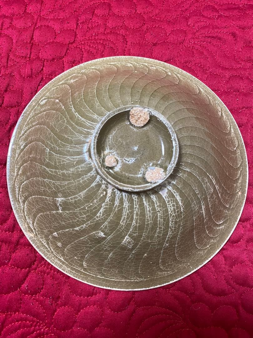 中国骨董 唐宋時期耀洲窯刻花茶器/支釘焼き