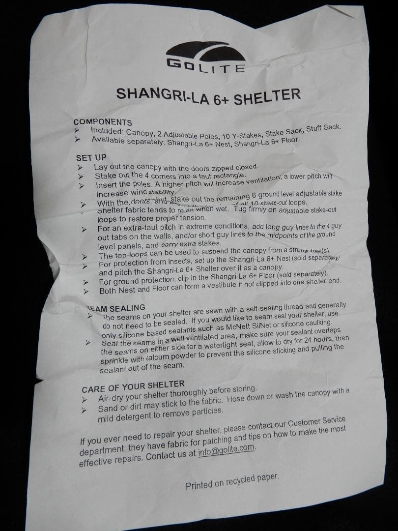 [試し張りのみ]Golite Shangri-La 6＋ 大型シェルター