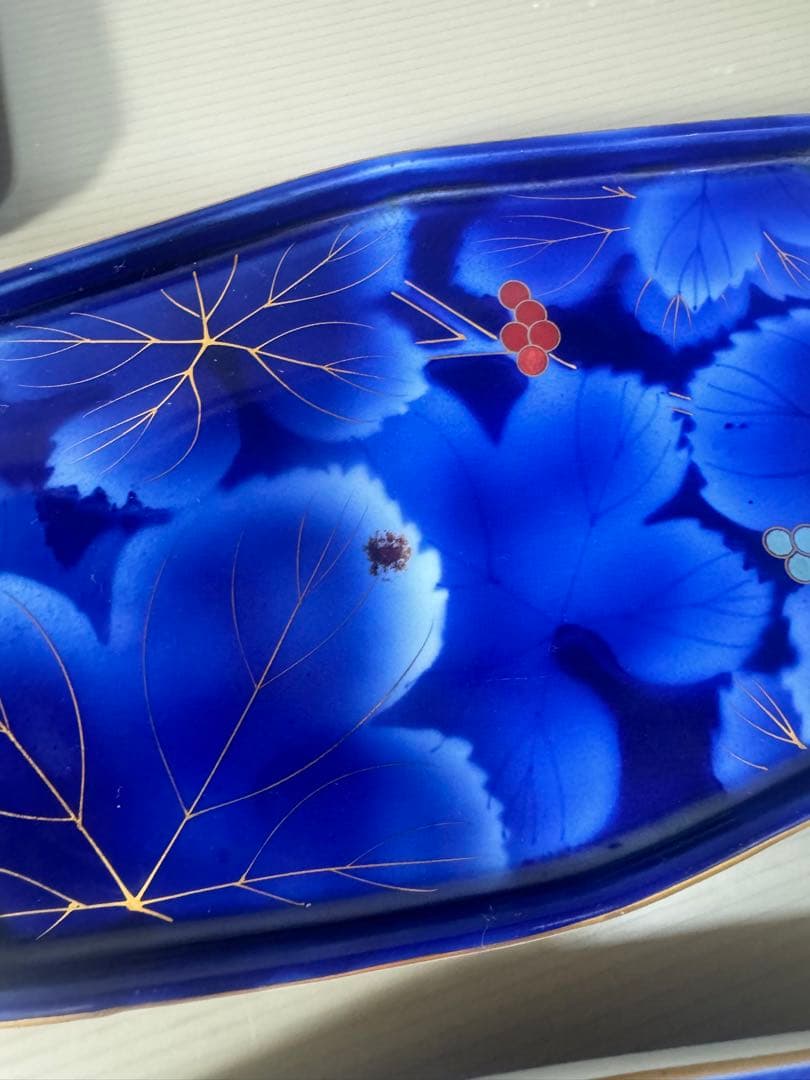 2525 深川製磁　葡萄瑠璃　大皿　5客　20cm