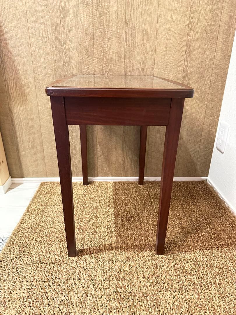 ネストテーブル　木製　ガラス天板　アンティーク