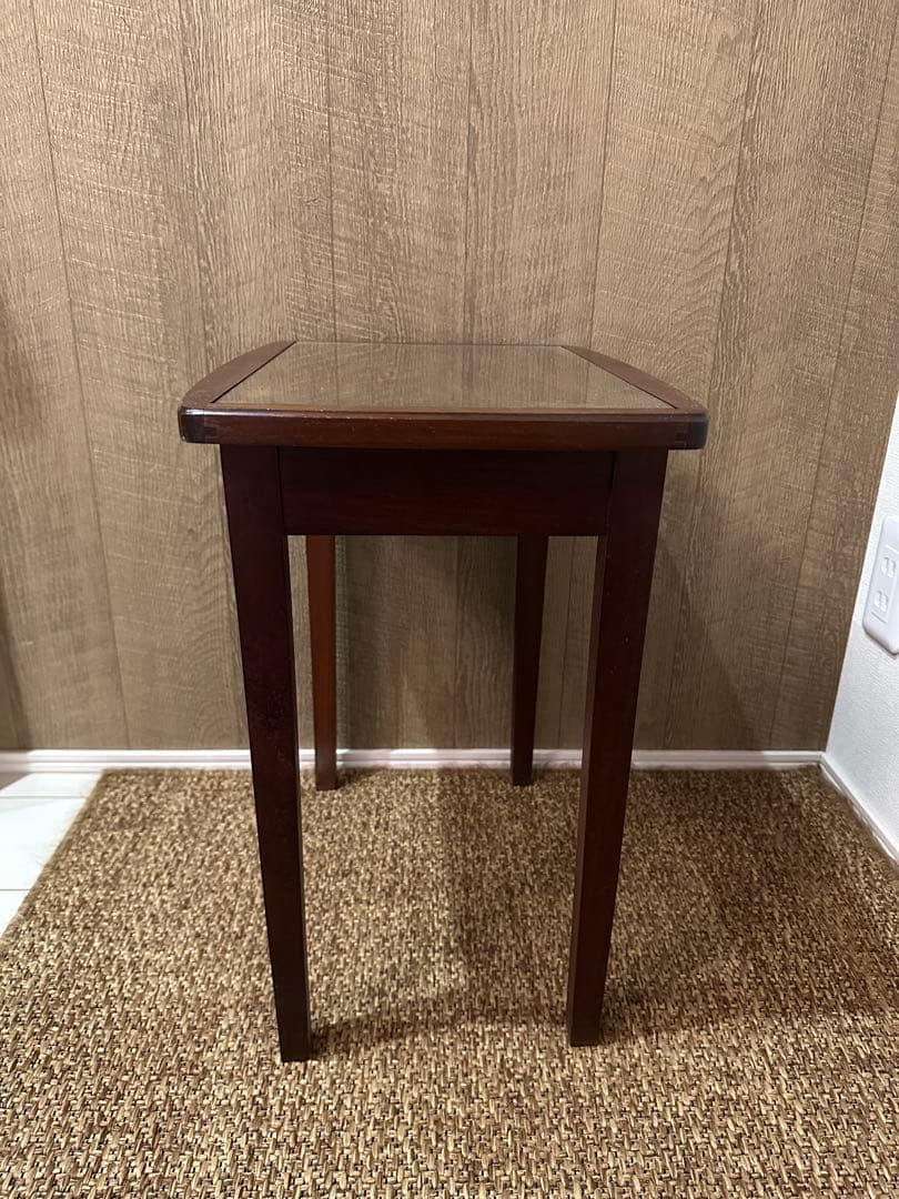 ネストテーブル　木製　ガラス天板　アンティーク