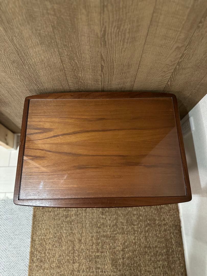 ネストテーブル　木製　ガラス天板　アンティーク