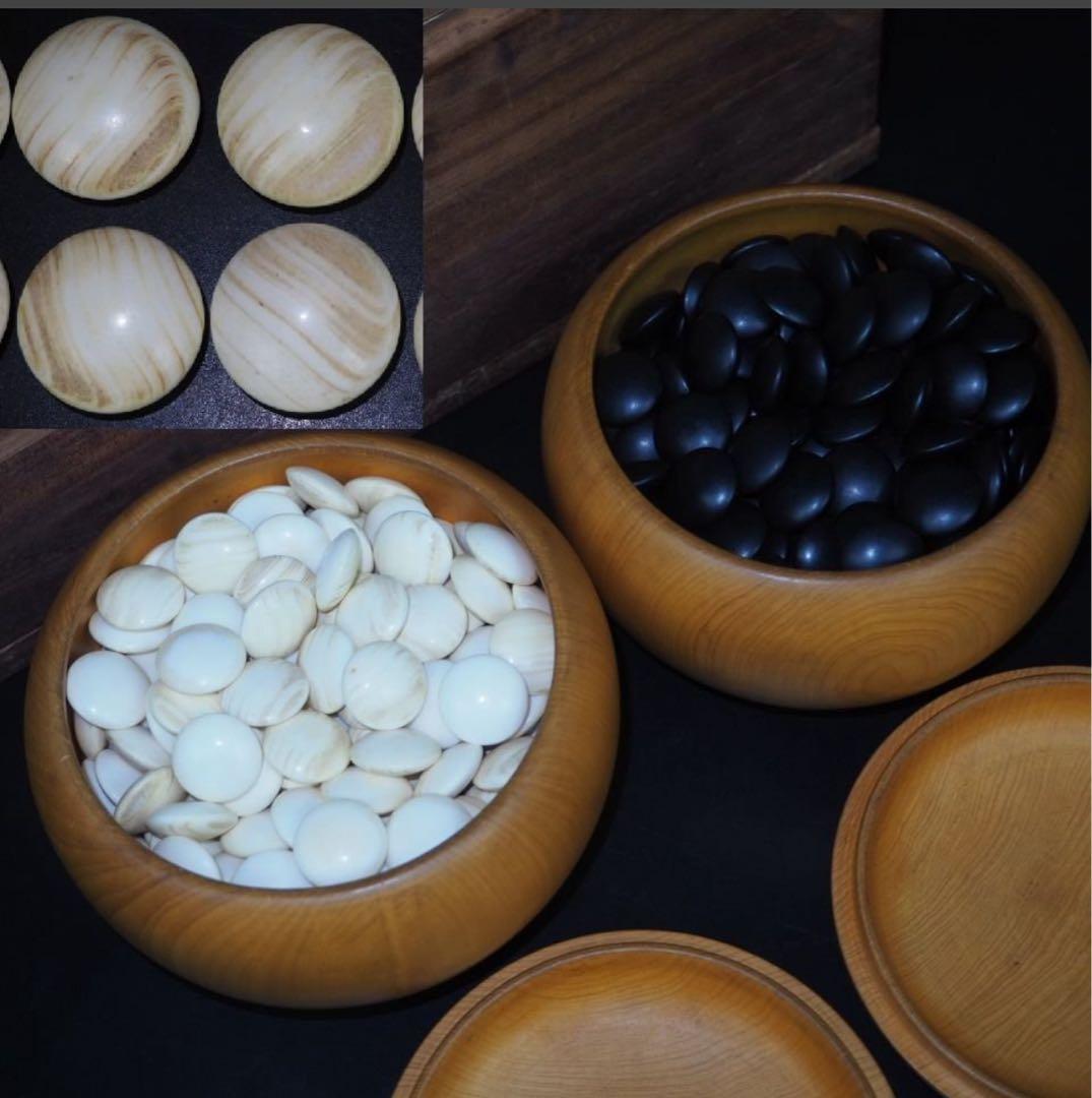 送料無料　日向特産　日向スワブデ蛤碁石33号・碁笥セット　旧家蔵出