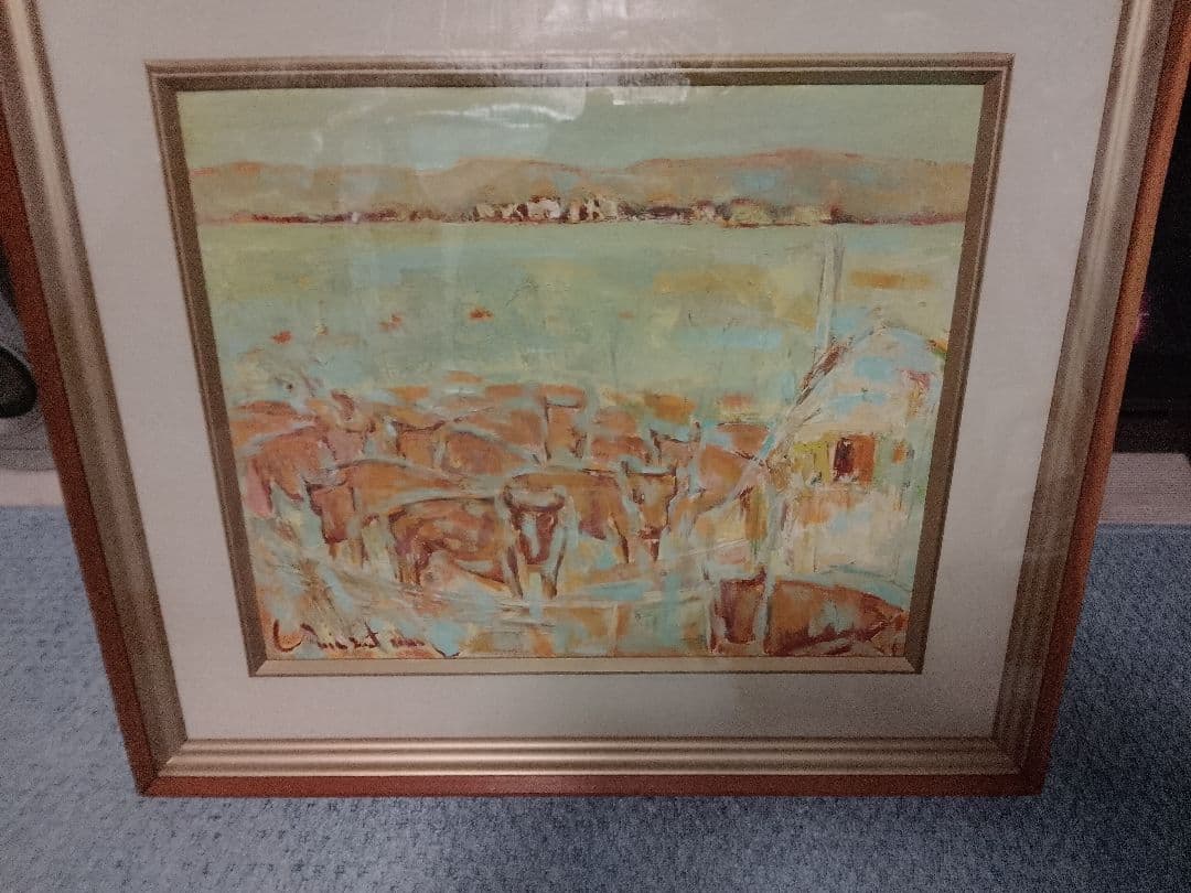 油絵. 　牛の群れ　サイズF8