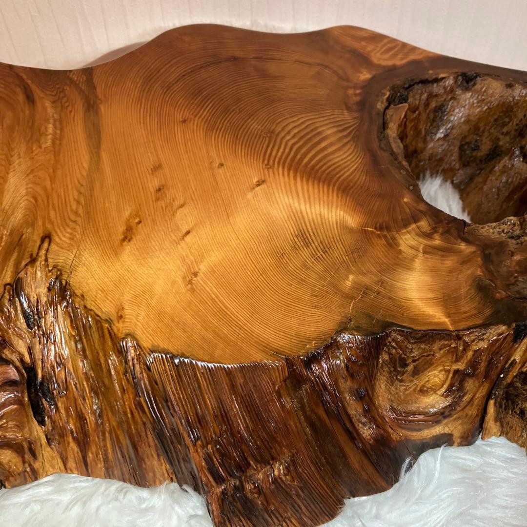 希少品　屋久杉飾り台　一枚板　屋久杉　置台　屋久杉工芸品　世界遺産　花台　刻印有