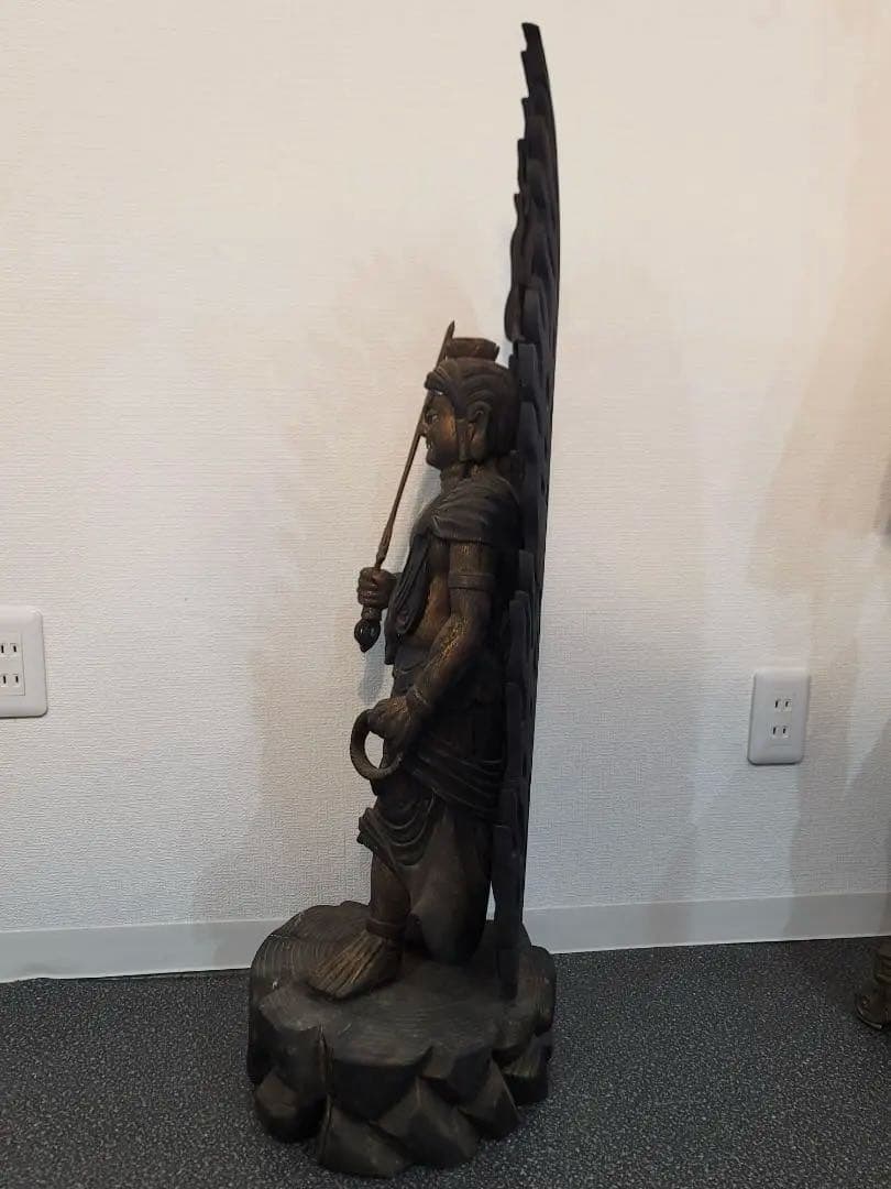 DT595 古い 木彫 不動明王像 95cm 迫力ある逸品