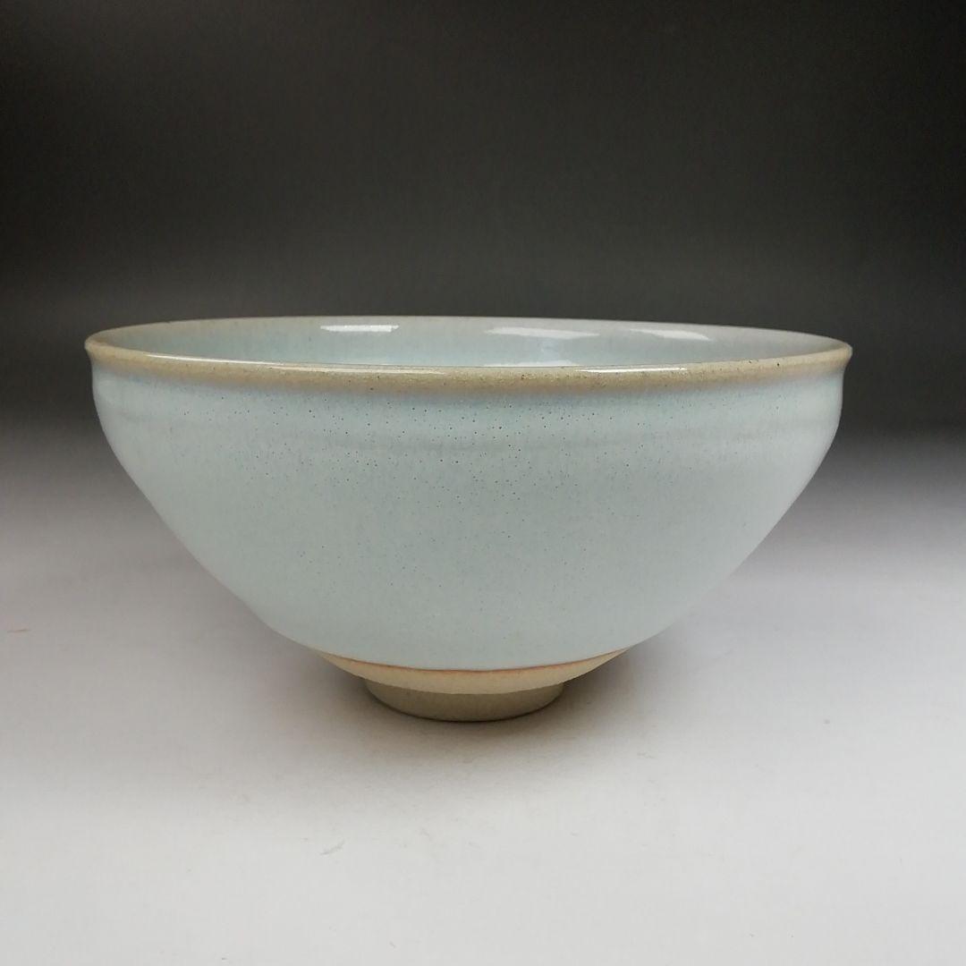 Ｗ１６１　茶碗　『白天目　茶碗』『古狭間窯　加藤菁山 作』『仕覆付』共箱　茶道具