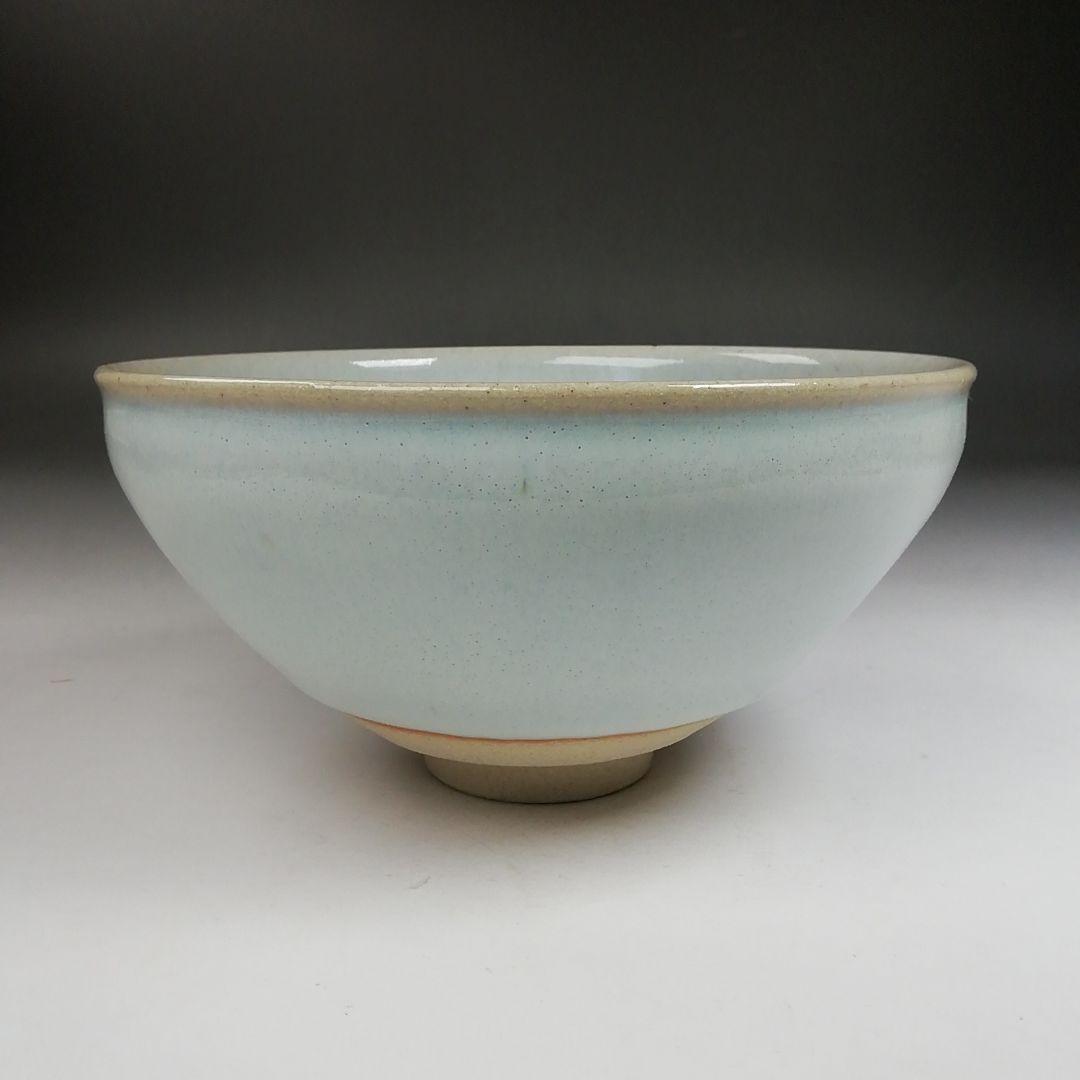 Ｗ１６１　茶碗　『白天目　茶碗』『古狭間窯　加藤菁山 作』『仕覆付』共箱　茶道具