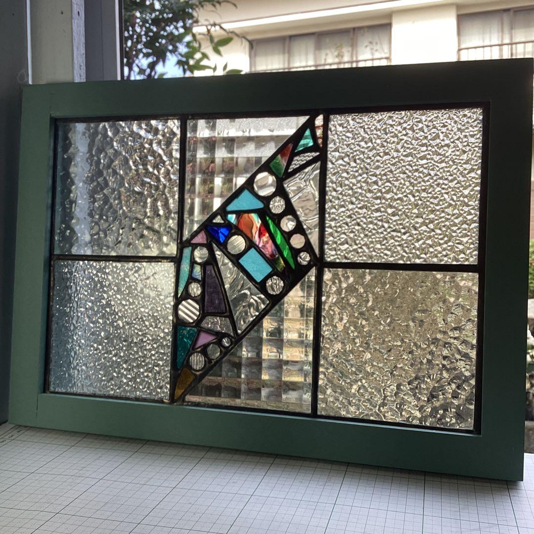 ステンドグラスパネル住宅用　格子モザイクP2️⃣(1432)