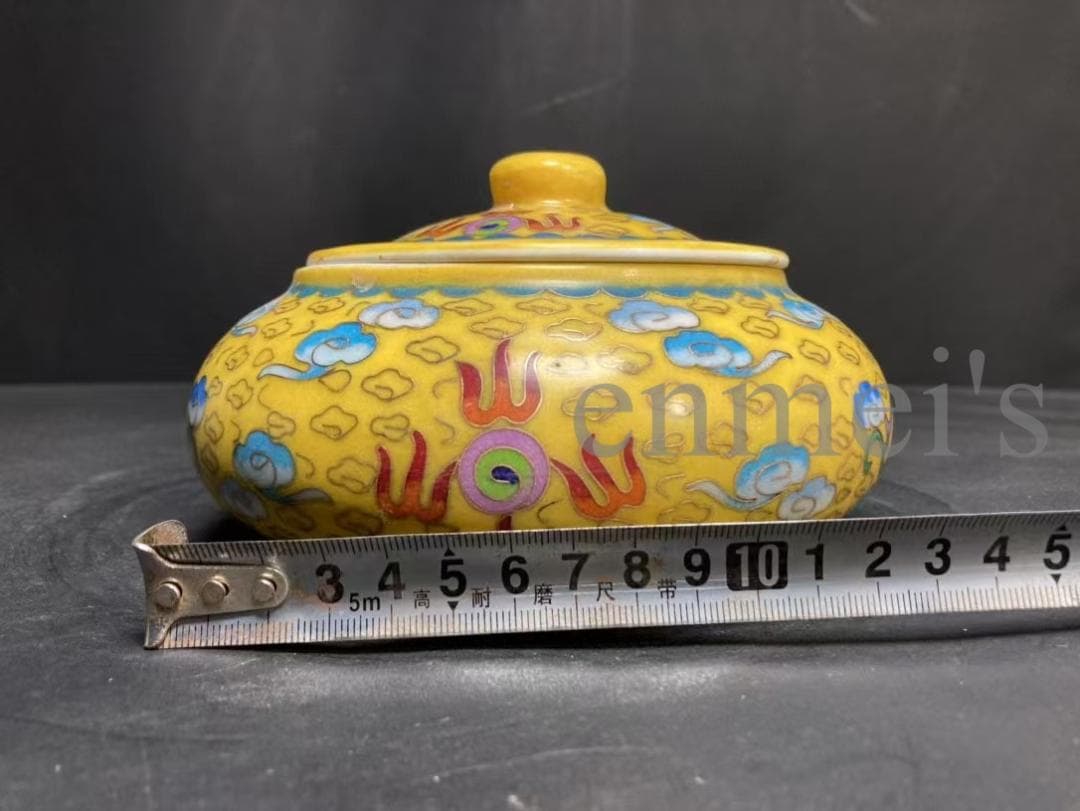中国古美術・大明成化年製款・掐絲琺瑯龍雲文囲碁罐・蓋付飾壺・陶器・文房置物・風水