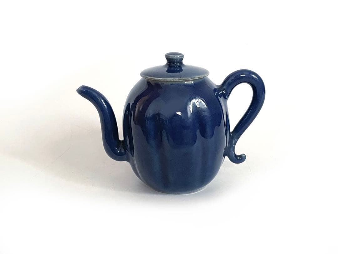 骨董　アンティーク　瑠璃　瓜型　水滴　水注　急須　古伊万里　李朝