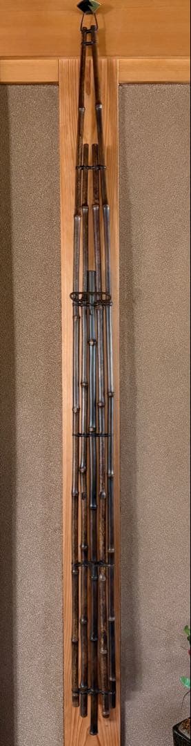 大正昭和期 紋竹製 垂撥 5本組 短冊掛け 花入掛け短冊宗本作「薫風自南来」付