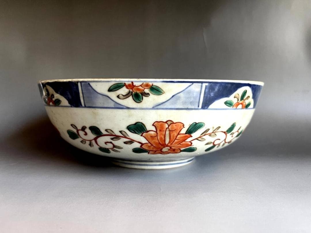 大鉢■赤絵 伊万里 錦絵 鶴亀 松竹梅 鳥 花唐草 古美術 時代物 骨董品■