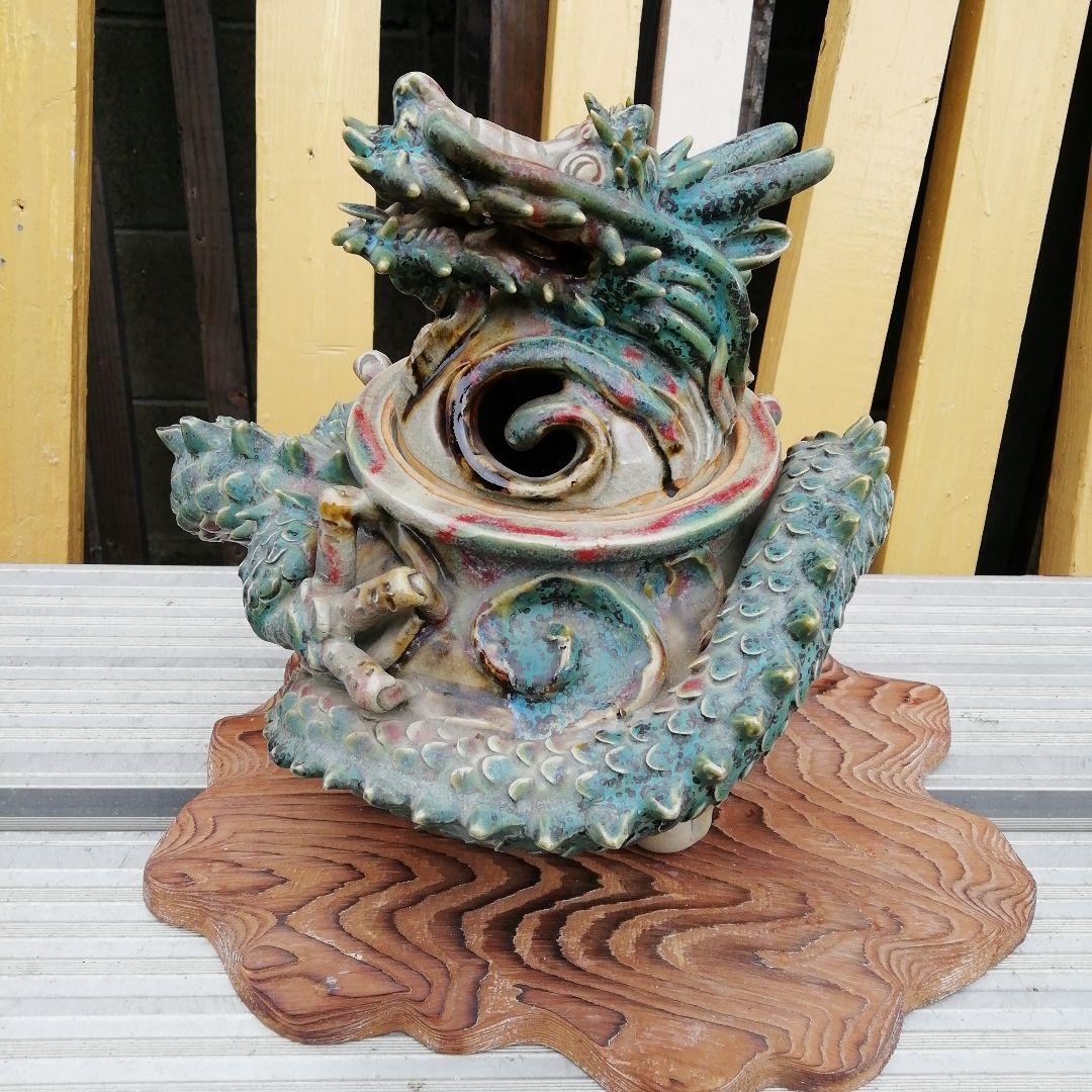山岡徹山龍登窯香呂の陶器彫刻 装飾品、上野焼香春焼き工芸品、華道仏教、お寺、骨董