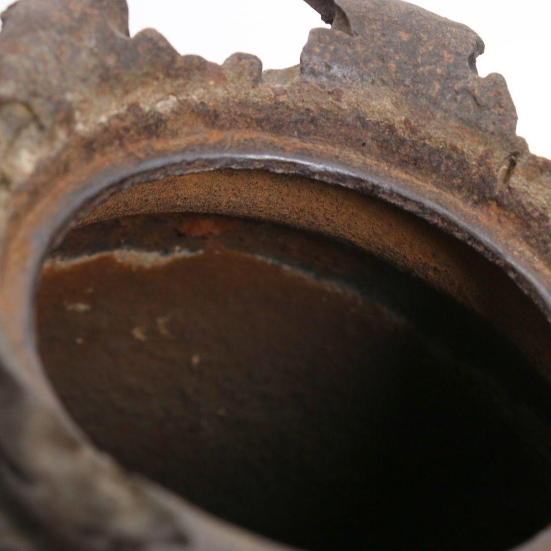 龍文堂名人 上田照房造 宝袋形 鉄瓶 銀象嵌提手 煎茶道具　M589　GK1