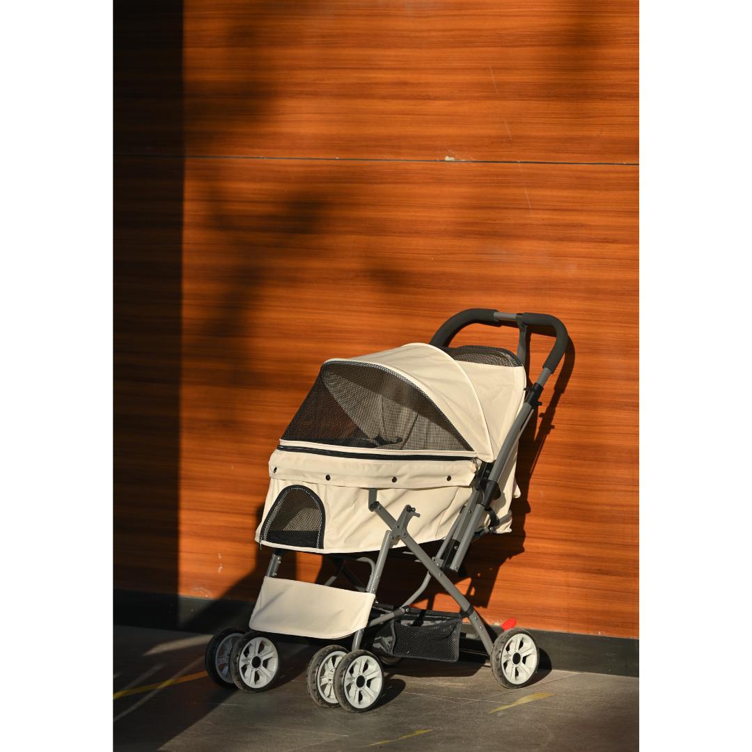 ペットカート 対面式 折りたたみ 多頭 中型犬 小型犬 猫 2way【ベージュ】