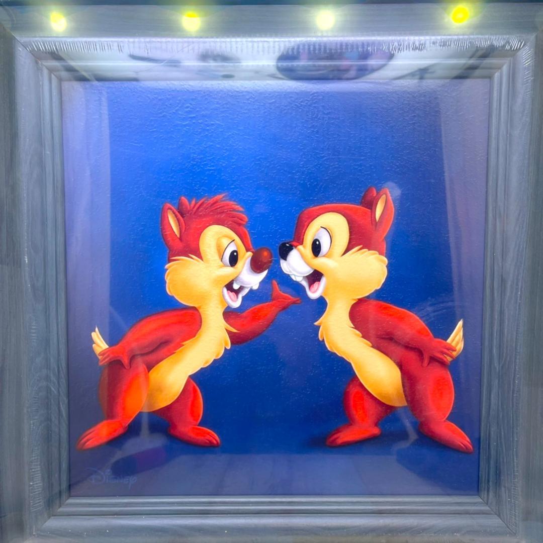 新品★チップとデール 油絵風 額縁 絵 絵画 ★ディズニー Disney TDL