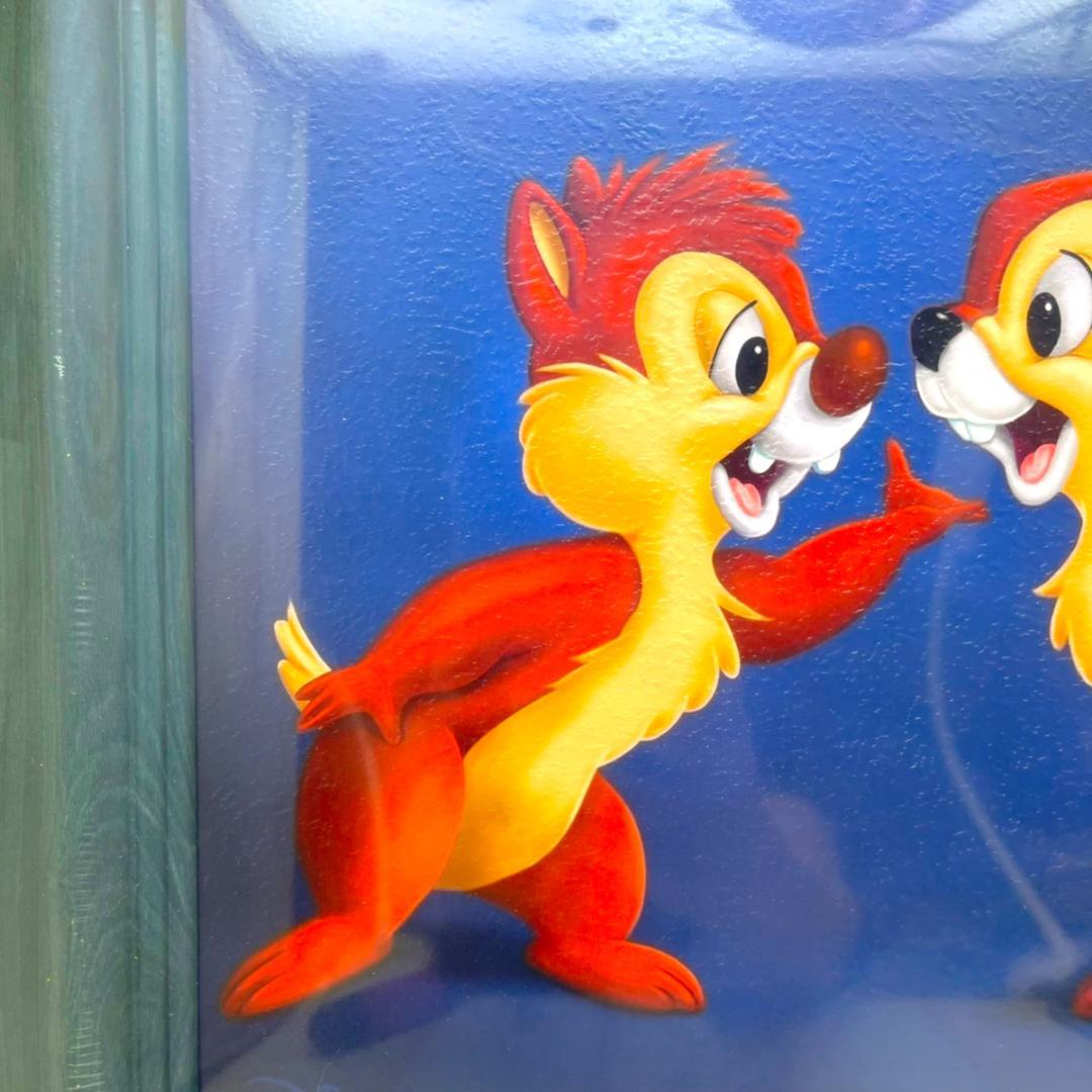 新品★チップとデール 油絵風 額縁 絵 絵画 ★ディズニー Disney TDL