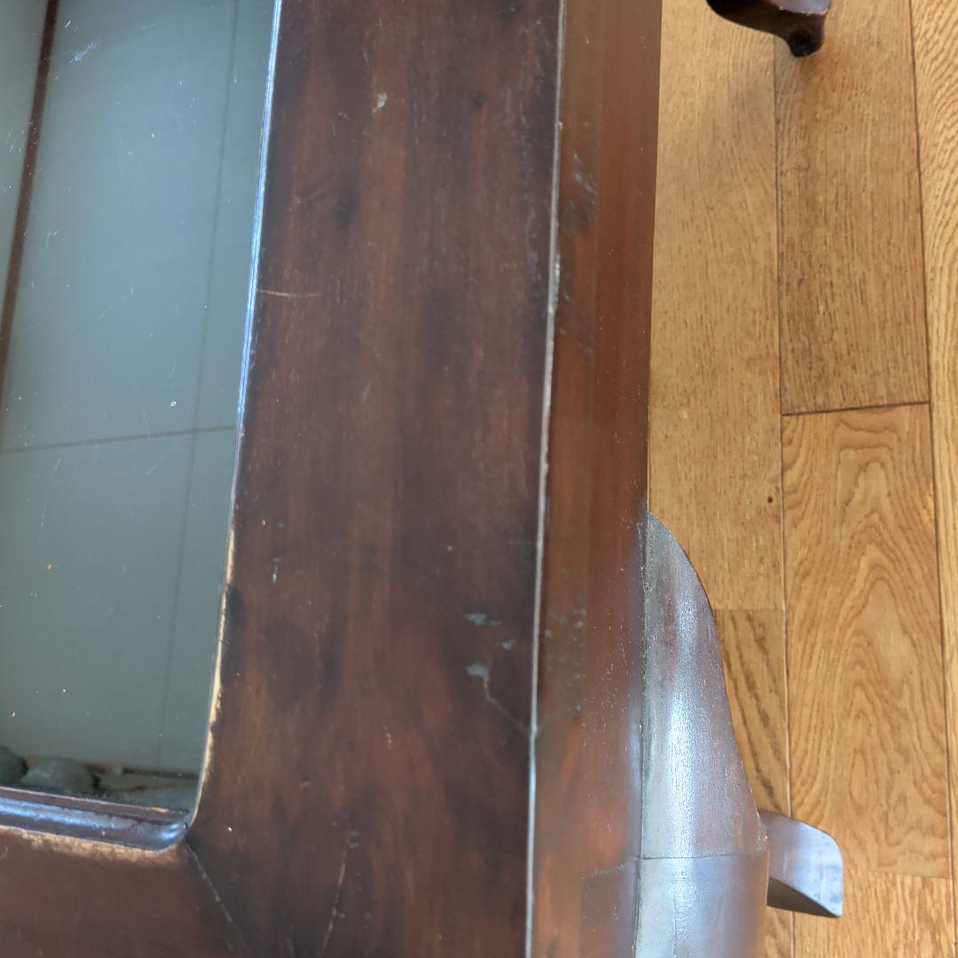 アジアン家具　サイドテーブル　収納付き　ガラス天板　ブラウン