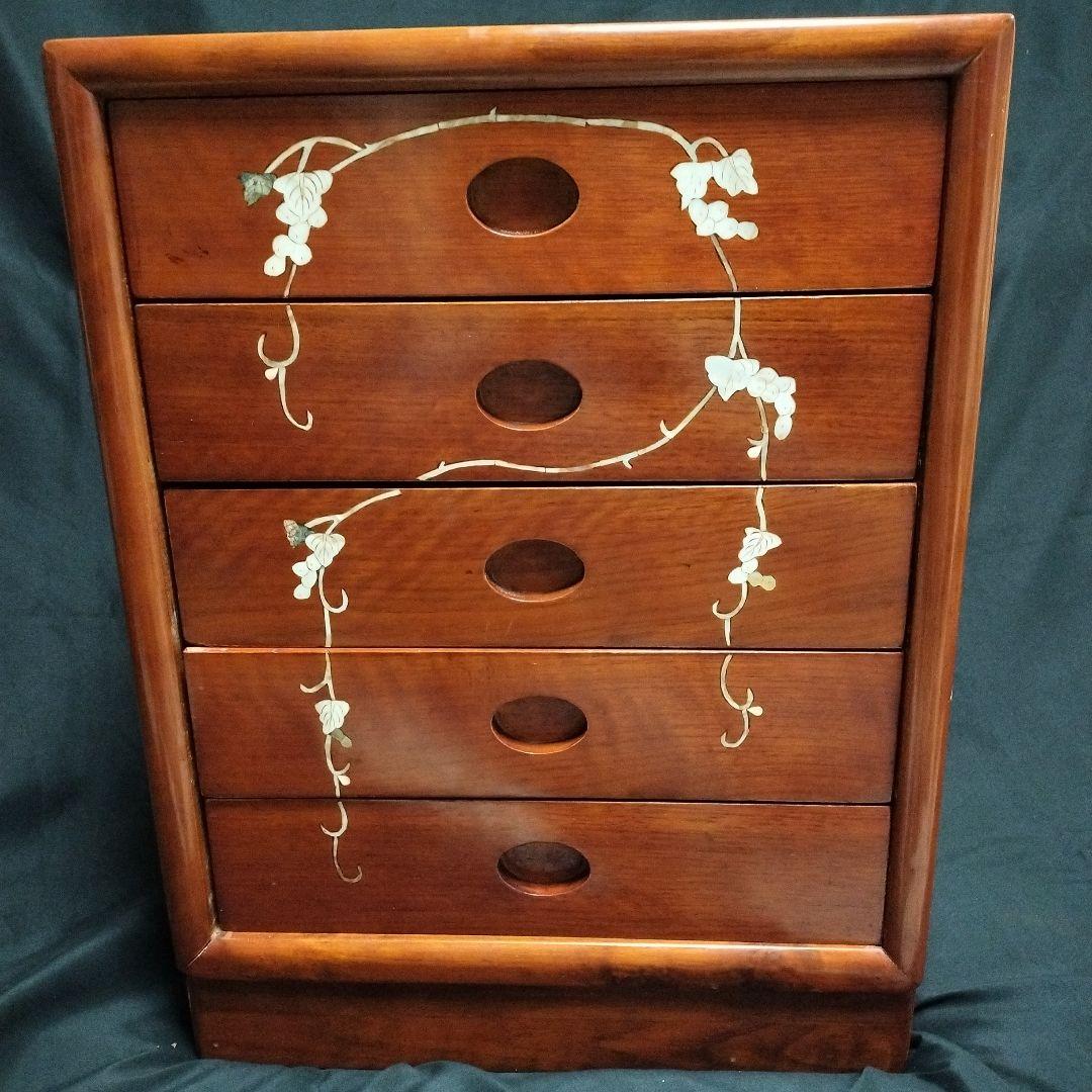 唐木 螺鈿細工 無垢材 アンティーク レトロ 棚 箪笥