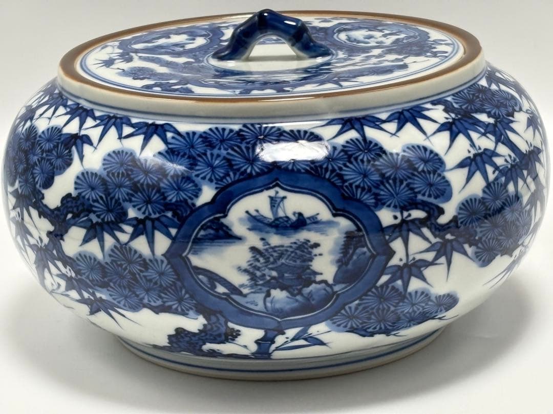 茶道具 染付 松竹梅捻梅水指 手塚景雲 水指 共箱