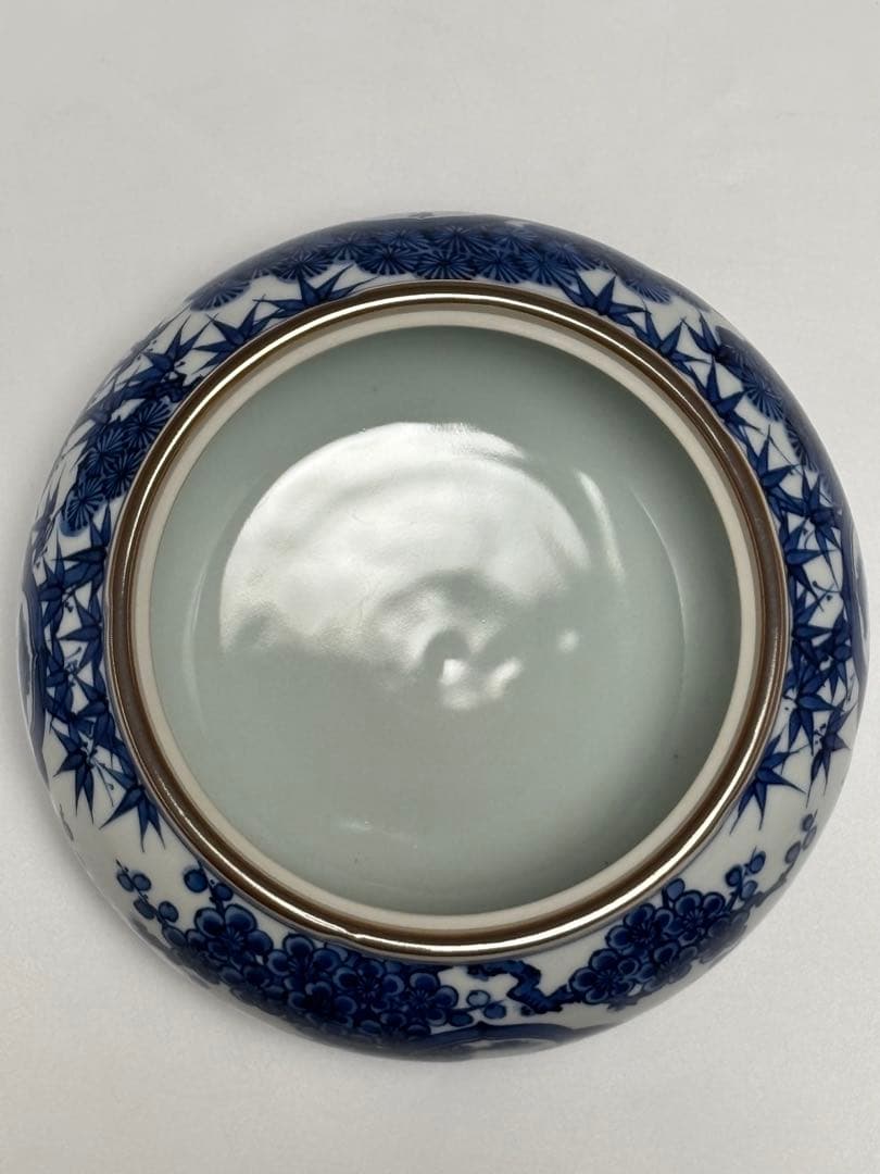 茶道具 染付 松竹梅捻梅水指 手塚景雲 水指 共箱