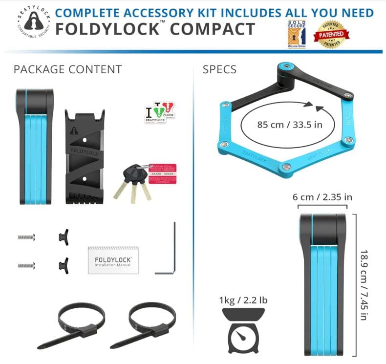 SEATYLOCK FOLDYLOCK コンパクト青 自転車用ロック