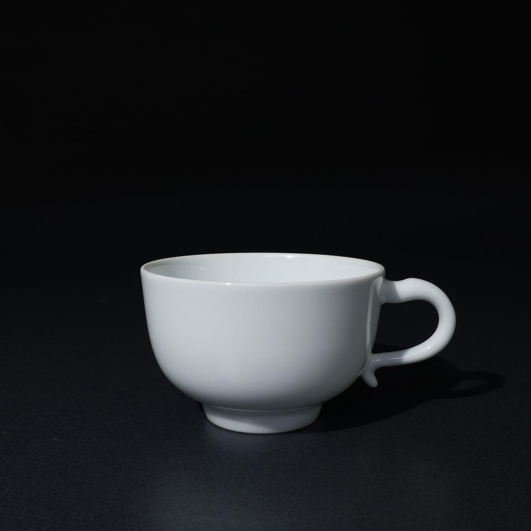 人間国宝　井上萬二　白磁紅茶碗５客　共箱　白無地　R1462ラ