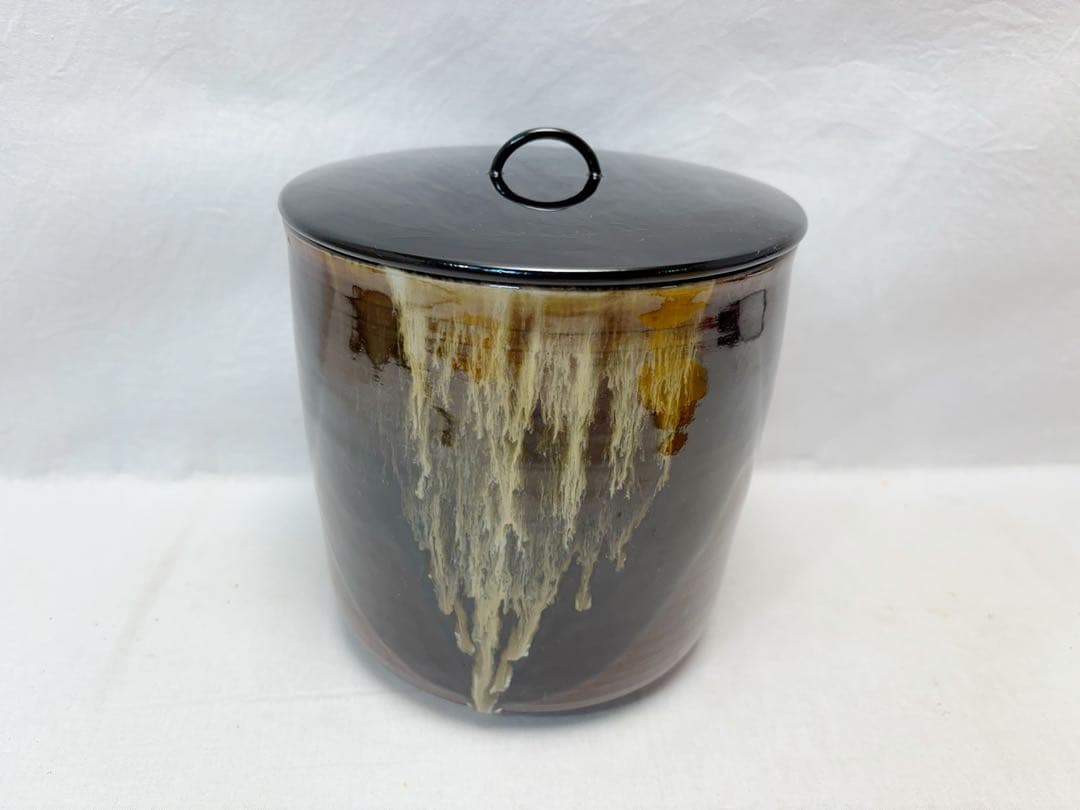 未使用 茶道具 福森比路志造 高取水指 塗り蓋 茶懐石 水差し 陶印 共箱