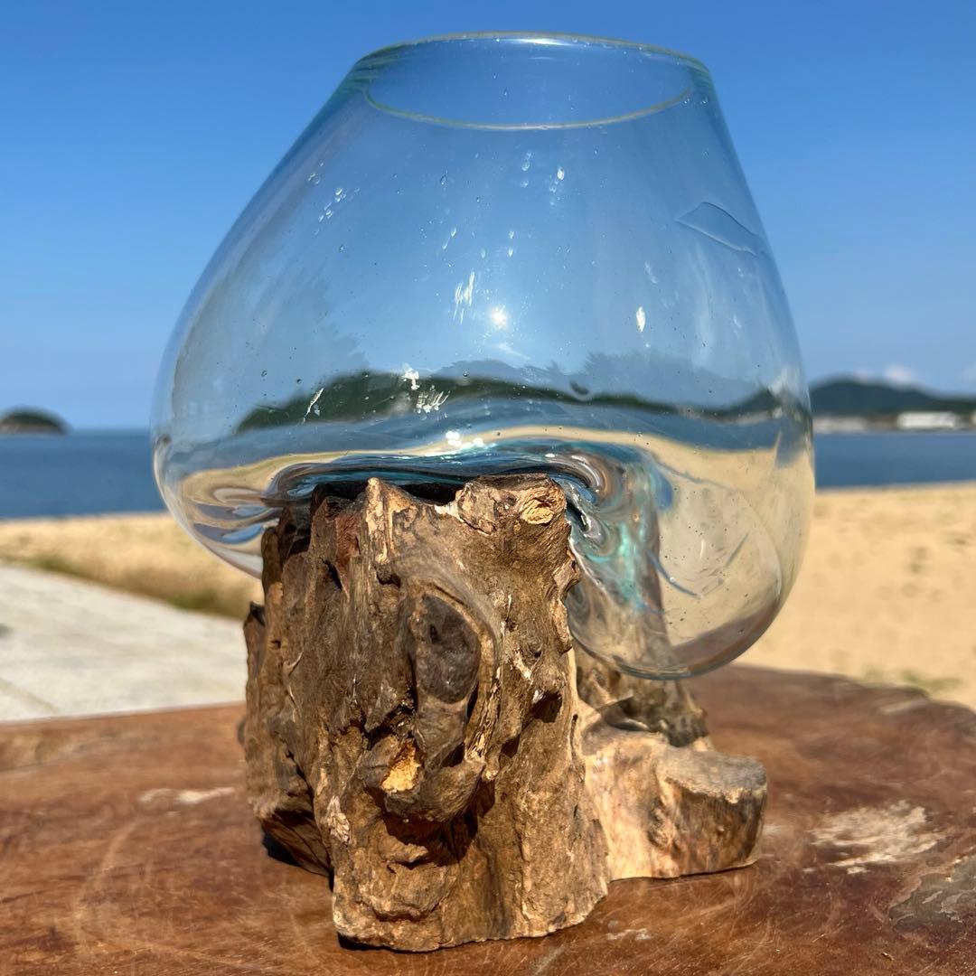 流木ガラスオブジェ大F 花瓶 金魚鉢 ガーデニング フラワーポット 水槽 アート