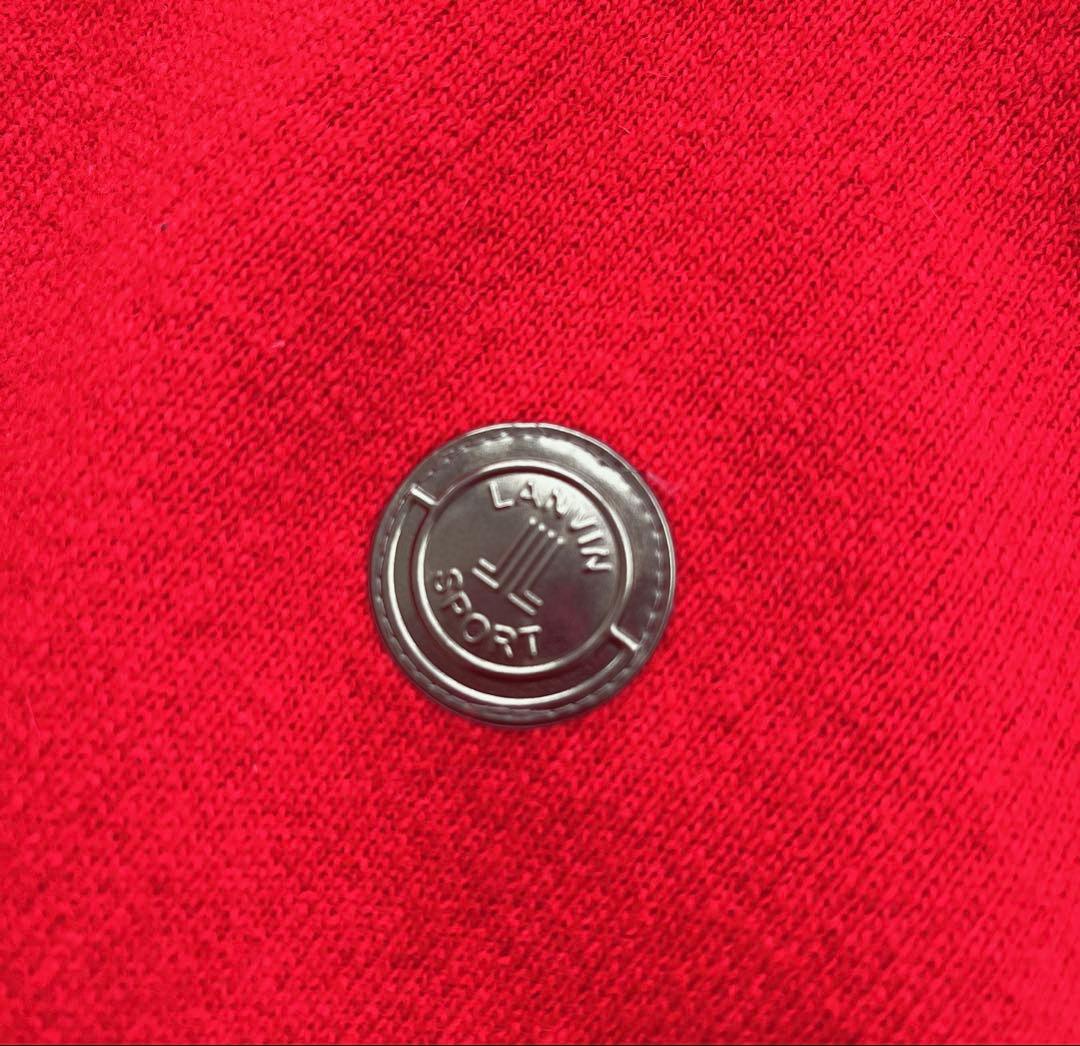 ランバンスポール　フード付きニット　レッド