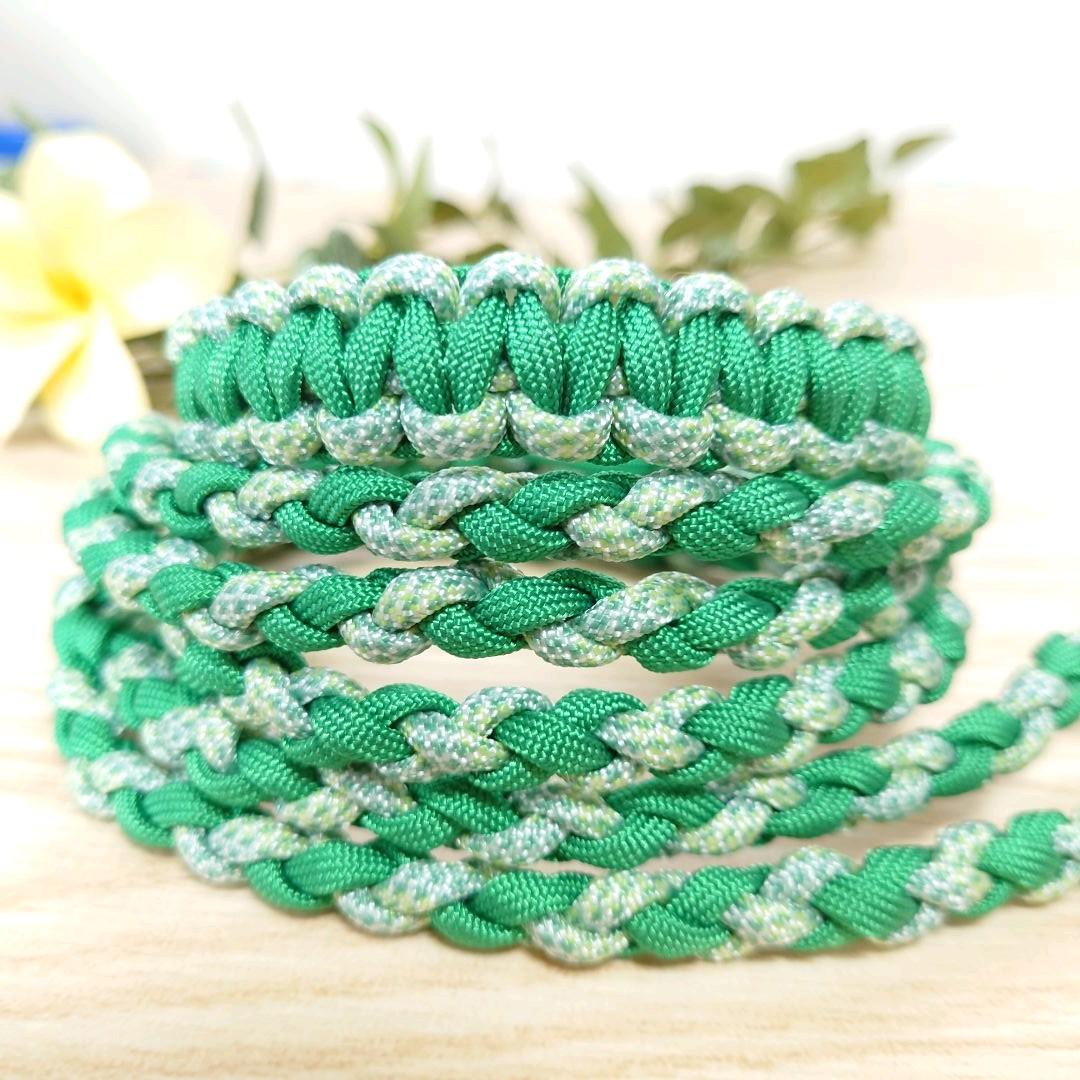 パラコードリード＆パラコード首輪　ハーフチョーク　グリーン　№030