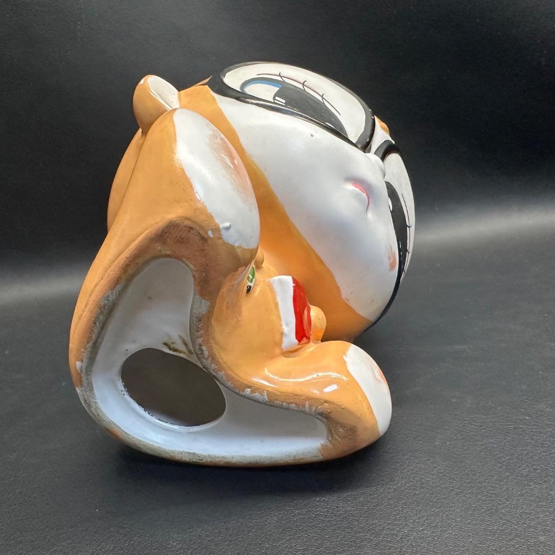 ♡Fa右1012 レトロ 陶器製 貯金箱 猿 黒縁メガネ ヴィンテージ