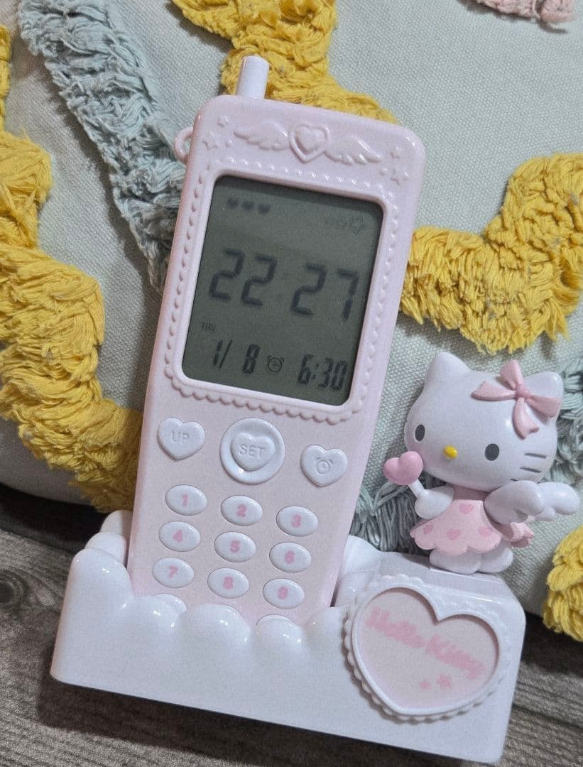 売*！様 【中古 】サンリオ ガラケー形置き時計 ハローキティ