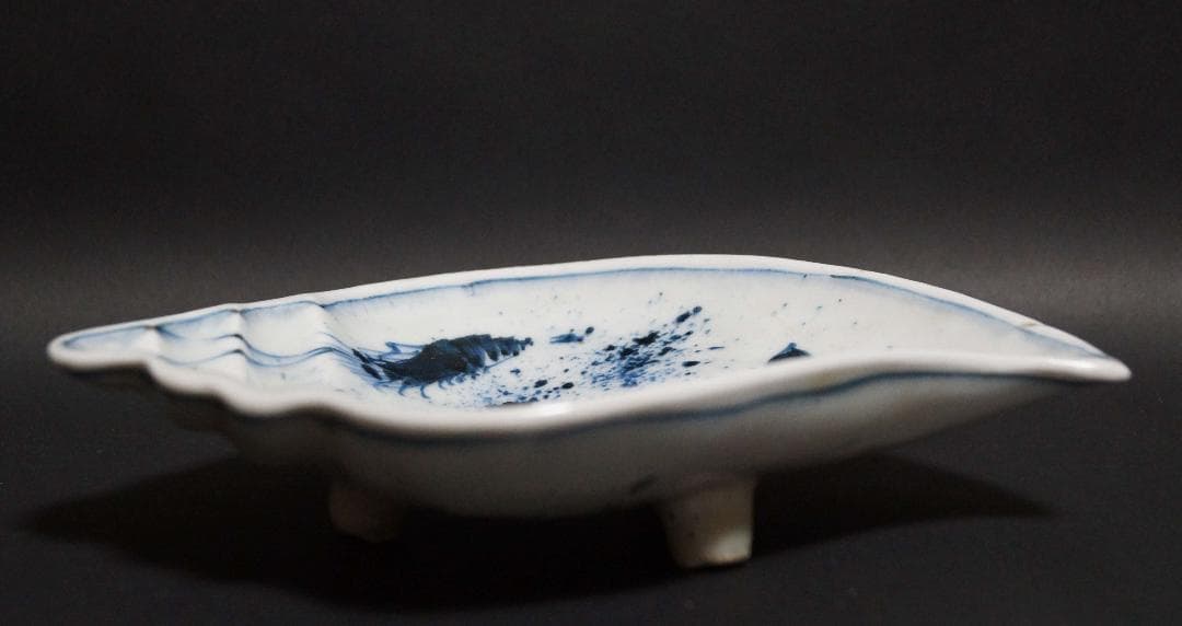 古伊万里焼 古染付 さざえ形 栄螺向付(五客)三足皿 茶事/茶道具★